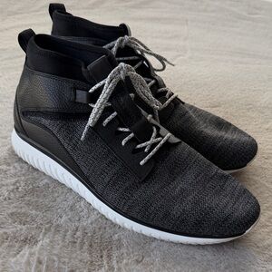 Cole Haan Black and White Knit High-Top Sneakers